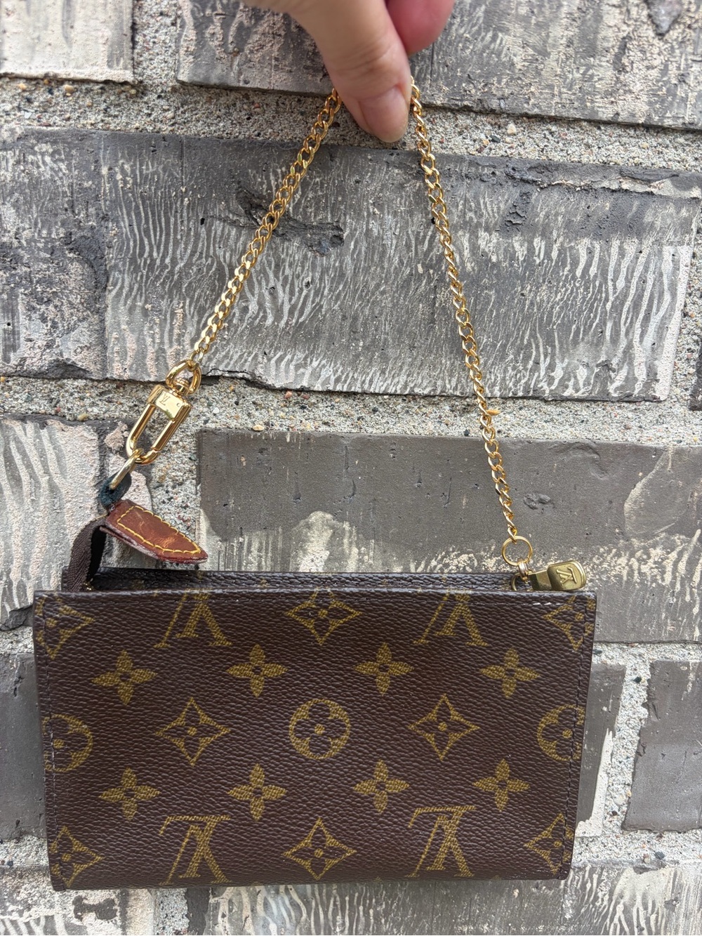 Louis Vuitton Brown Monogram Chain Wristlet with Gold Hardware - Picture 2 of 6